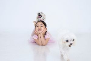 女の子と犬の写真
